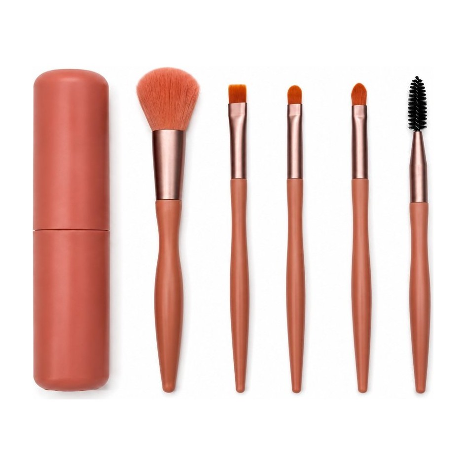 Set de brochas de maquillaje con estuche (mango plástico)