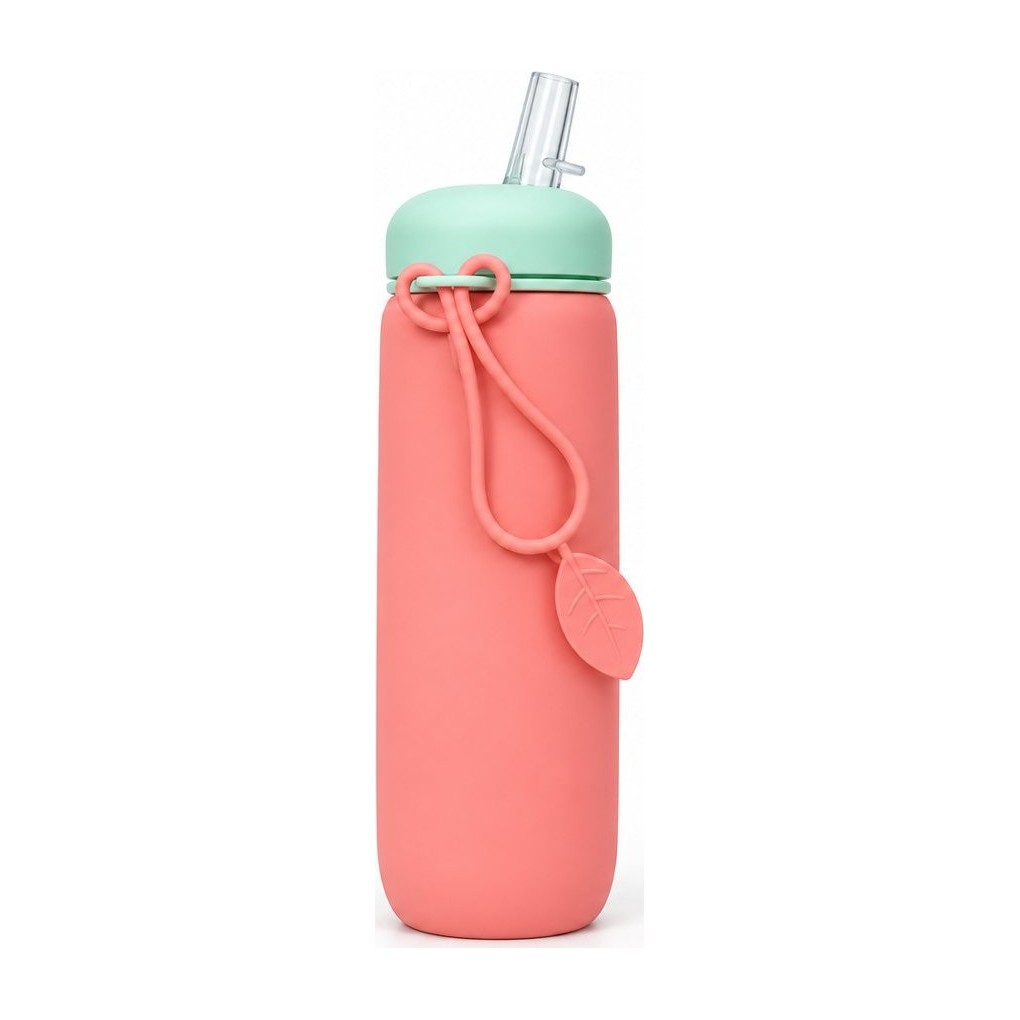 Botella plegable de silicón con popote